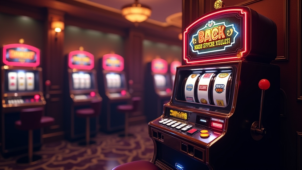 Neon slot machine with free spin symbols and a no deposit voucher