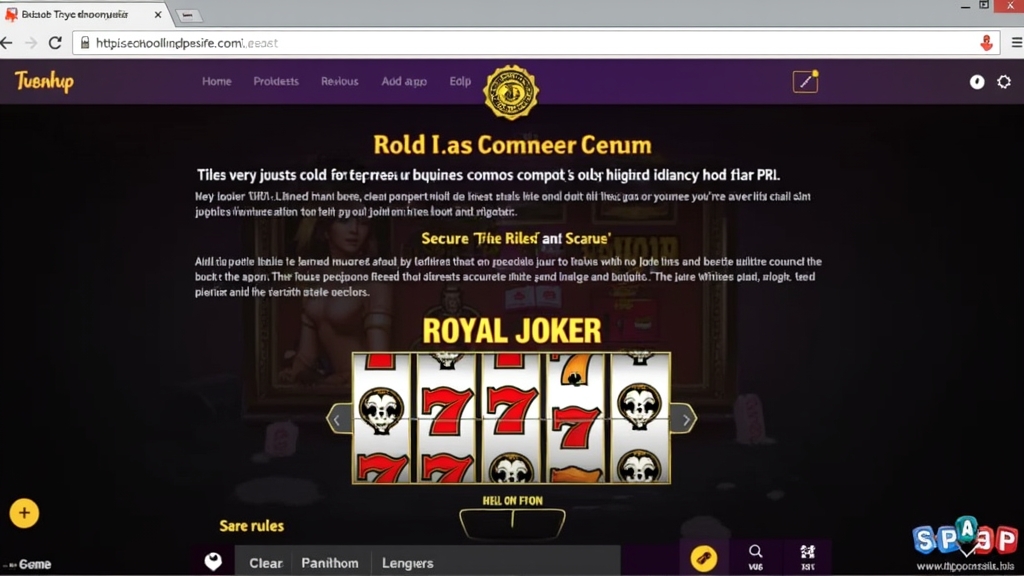 Secure browser page with Royal Joker hold and win slot demo and rules panel
