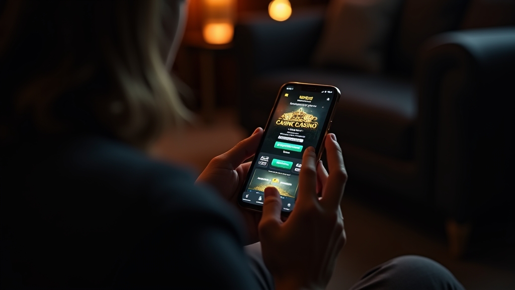 Person checking a casino app download page on a smartphone