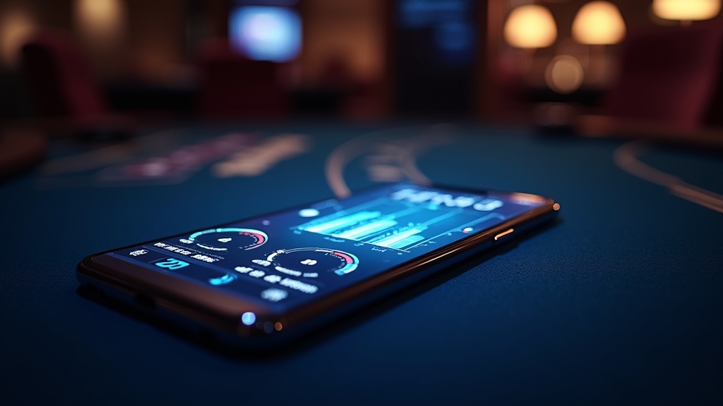 Sleek phone on a blackjack table showing smooth casino app performance